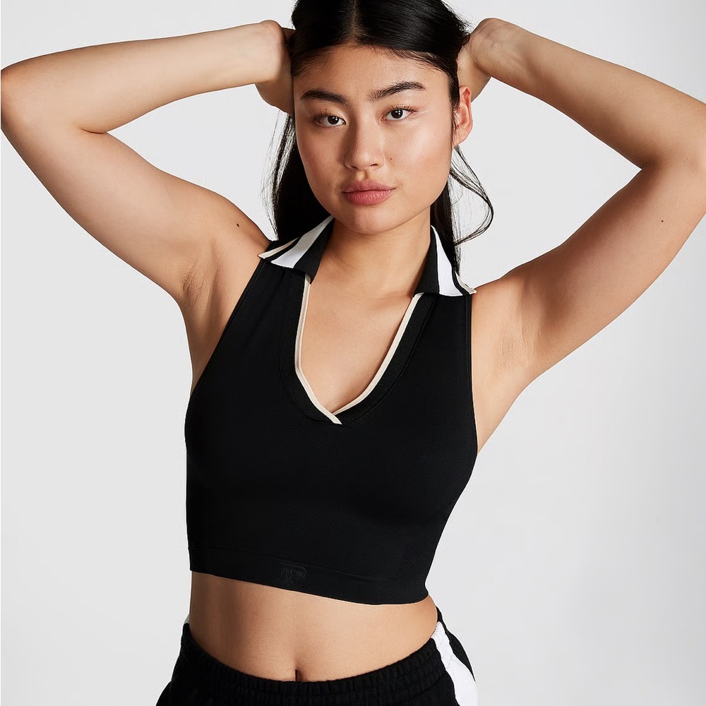 PINK Victoria's Secret Black and White Sports Bra Minimalist Design